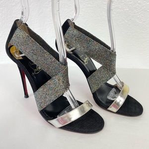 {Christian Louboutin} Specchio Calfskin Elastagram 100 Sandals, Size 36
